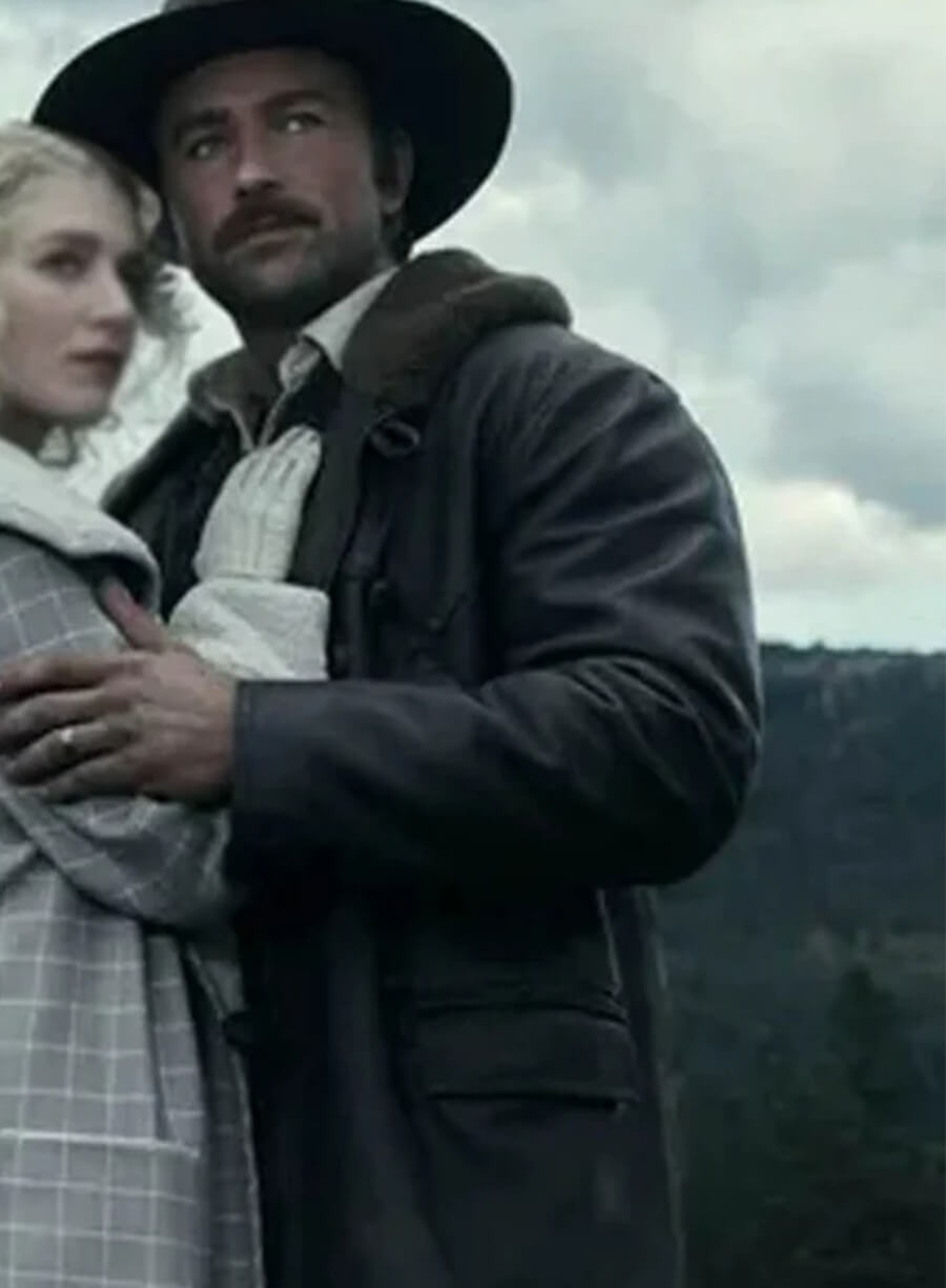 1923 S02 Brandon Sklenar Spencer Dutton Brown Shearling Leather Coat