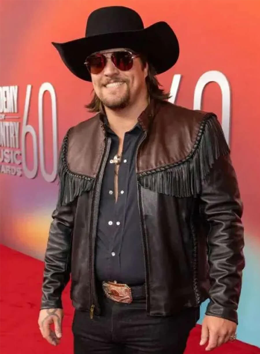 ACM Awards 2025 Gavin Adcock Fringe Leather Jacket