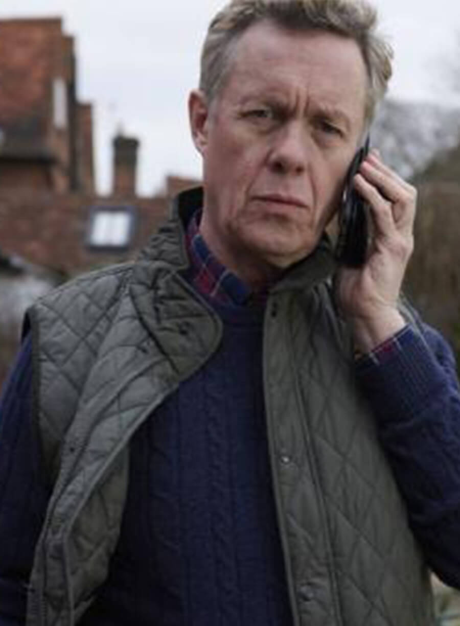 Alex Jennings Unforgotten Dr. Tim Finch Green Quilted Vest