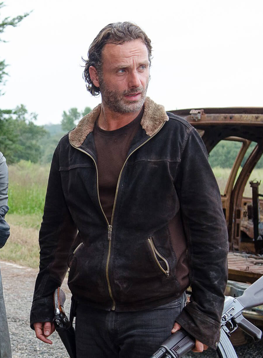 Andrew Lincoln The Walking Dead S05 Rick Grimes Fur Collar Jacket