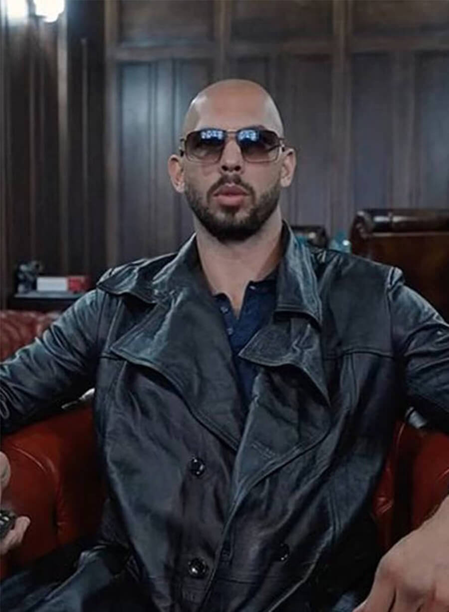 Andrew Tate Escape The Matrix Black Leather Coat