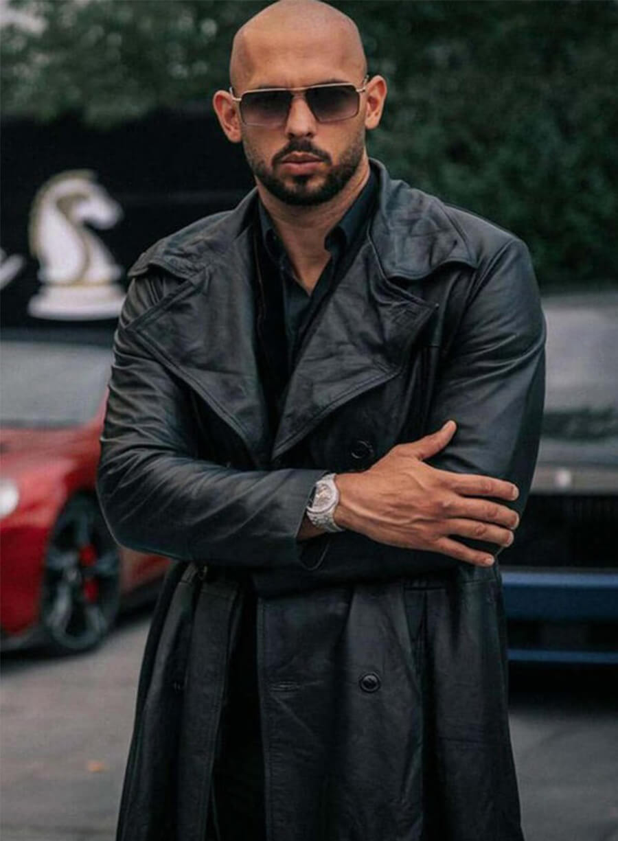 Andrew Tate Escape The Matrix Black Leather Coat