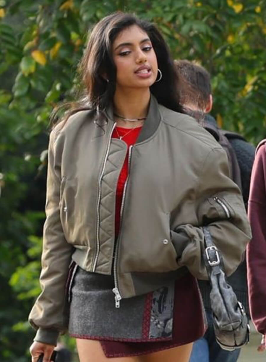 Avantika Not Suitable for Work Abhinaya Abby Green Bomber Jacket