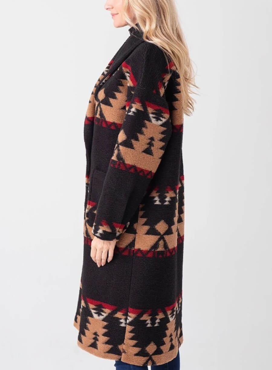 Beth Dutton Yellowstone Black Printed Wool Coat