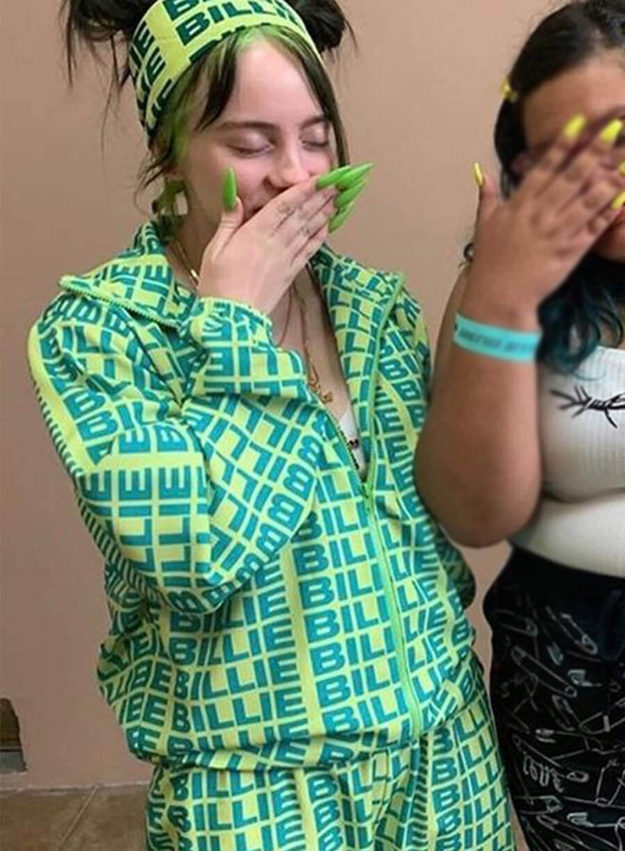 Billie Eilish Green and Yellow Tracksuit