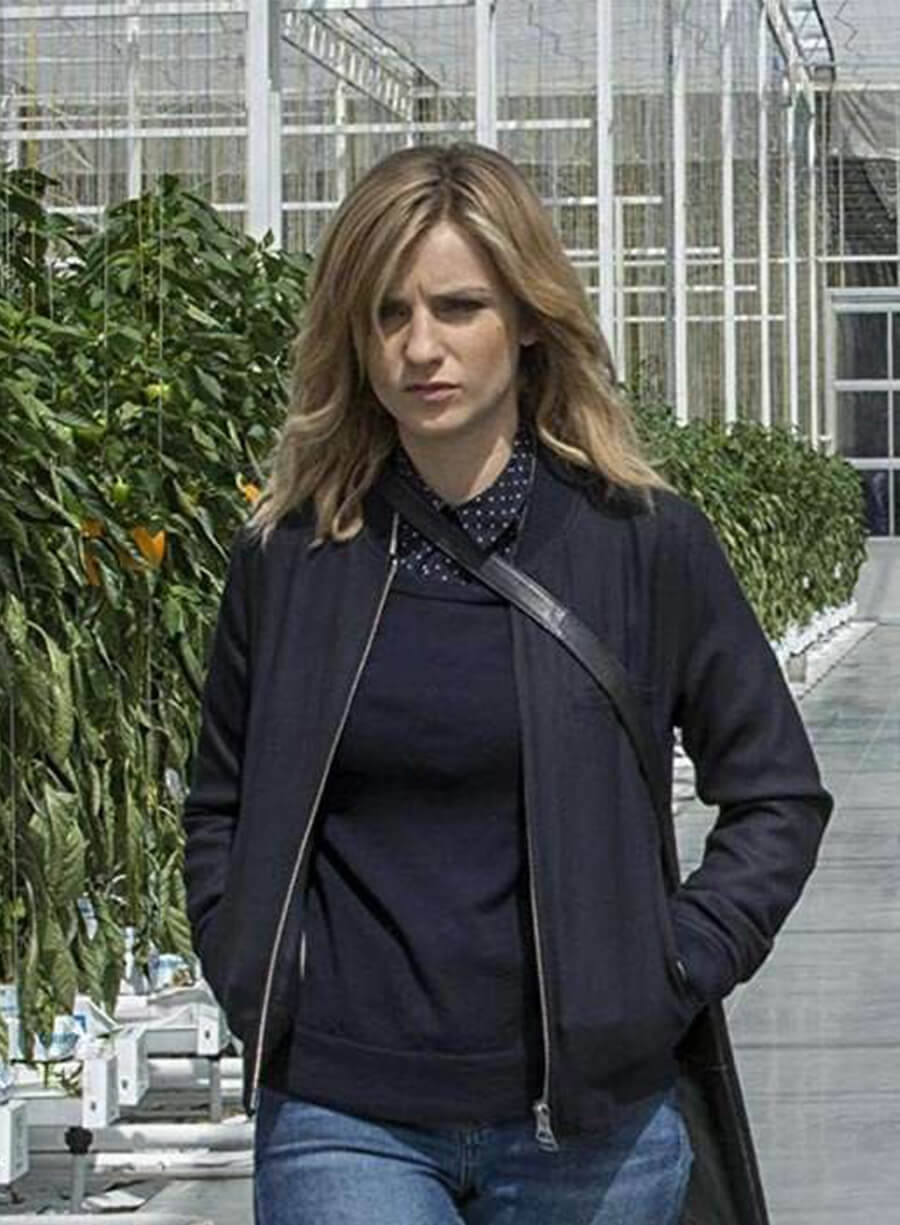 Black Mirror Kelly Macdonald Karin Parke Black Bomber Jacket