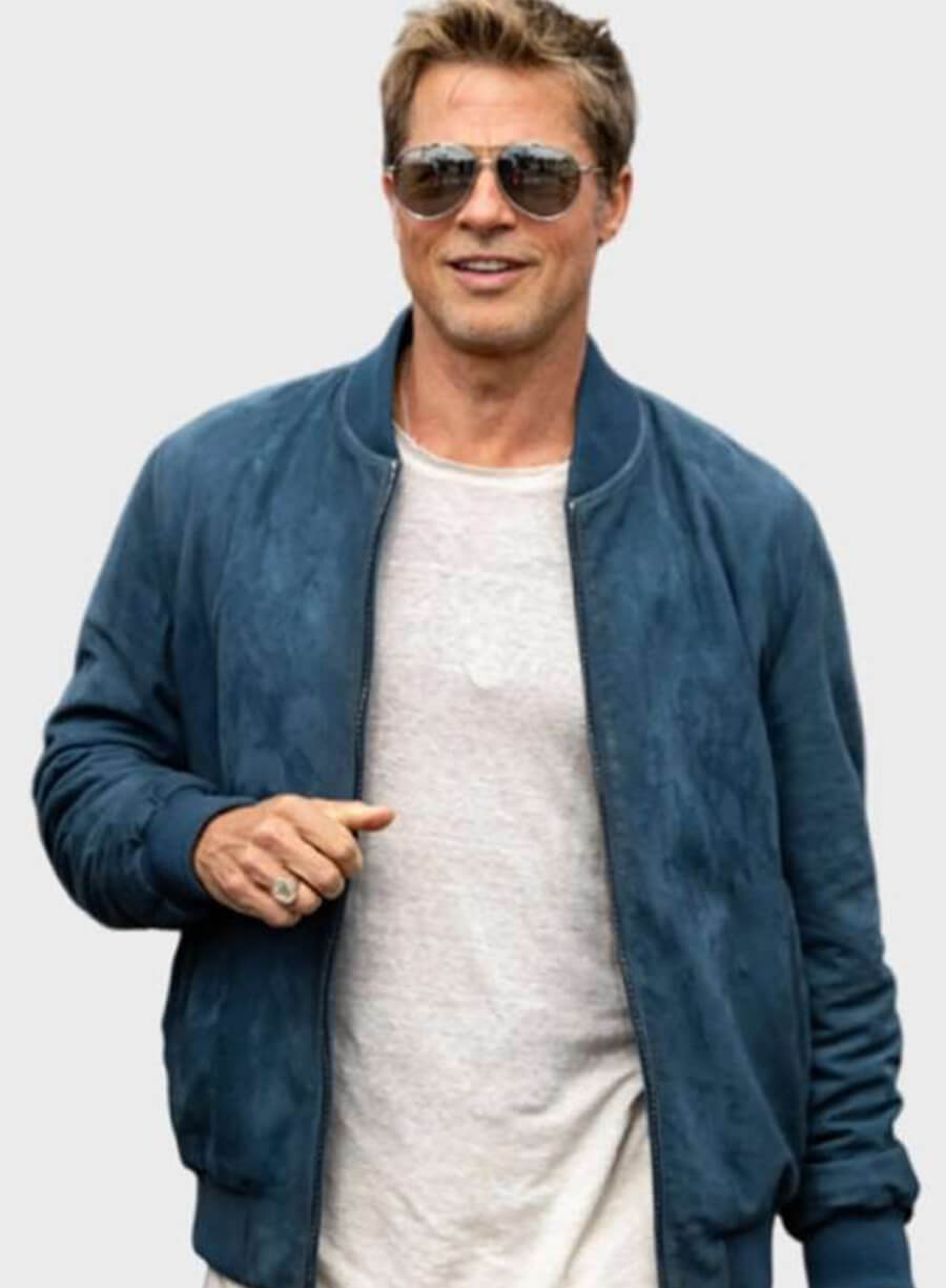 Brad Pitt F1 Movie Blue Bomber Suede Jacket