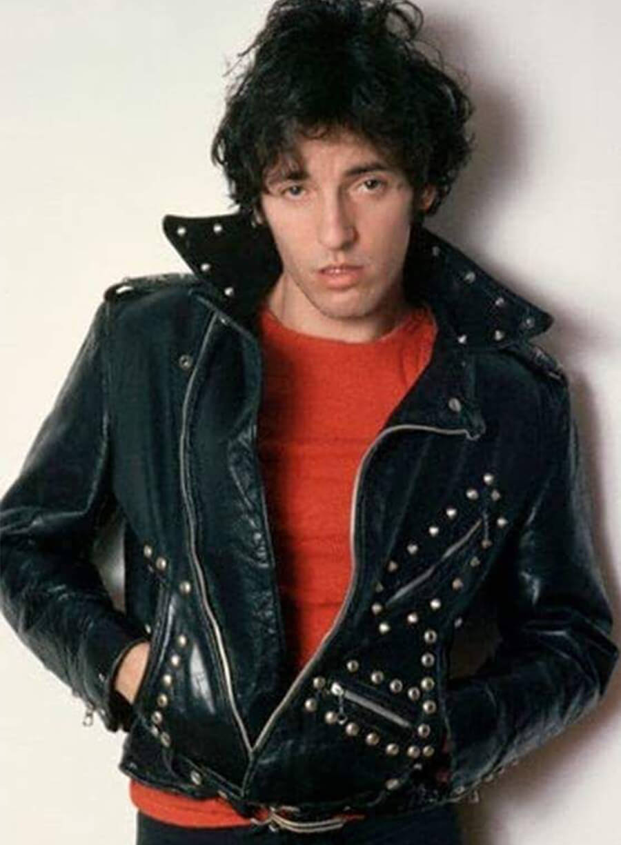 Bruce Springsteen Style  Black Studded Leather Jacket