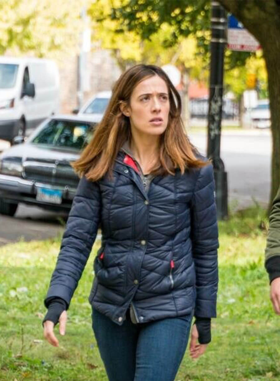 Chicago P.D. Marina Squerciati Kim Burgess Blue Quilted Puffer Jacket