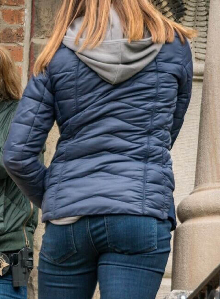 Chicago P.D. Marina Squerciati Kim Burgess Blue Quilted Puffer Jacket
