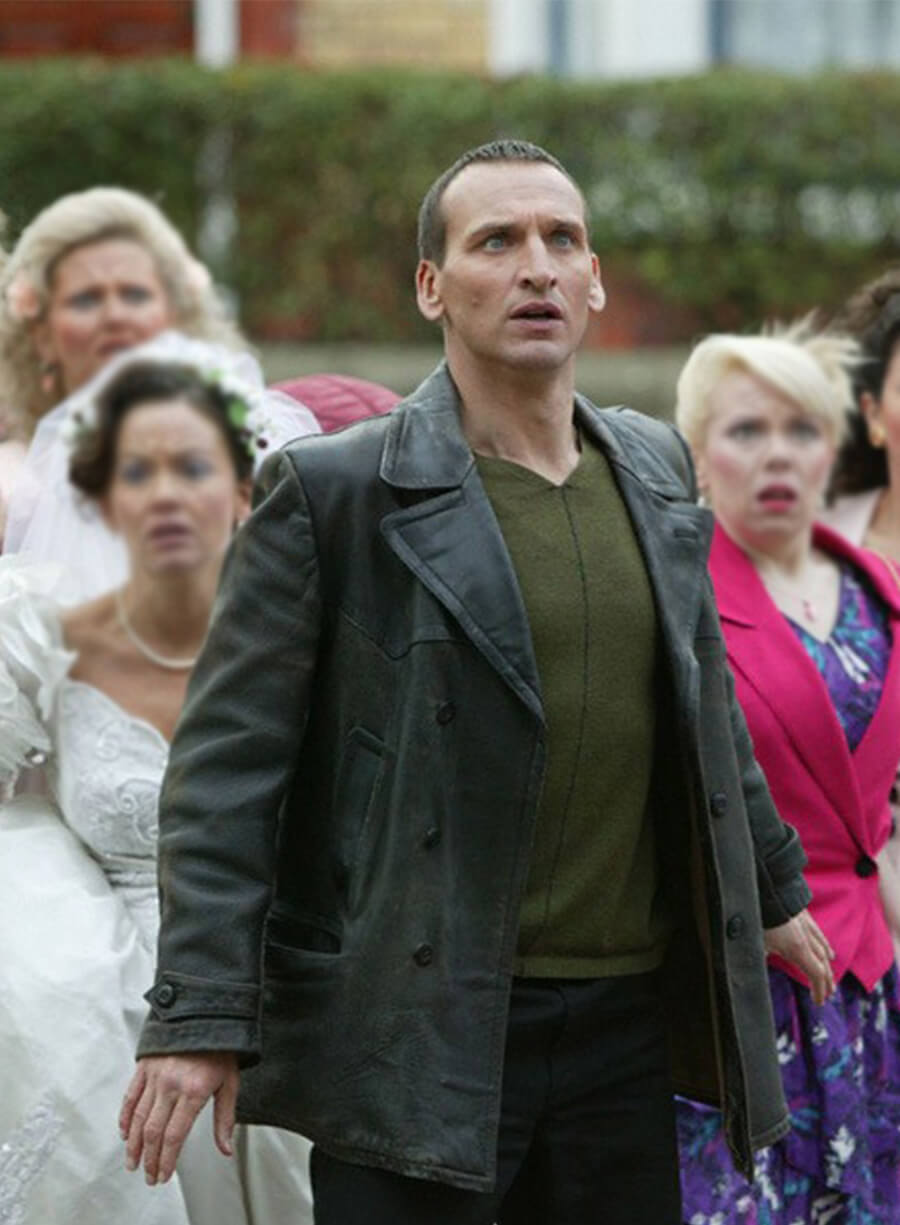 Christopher Eccleston Doctor Who Black Leather Coat
