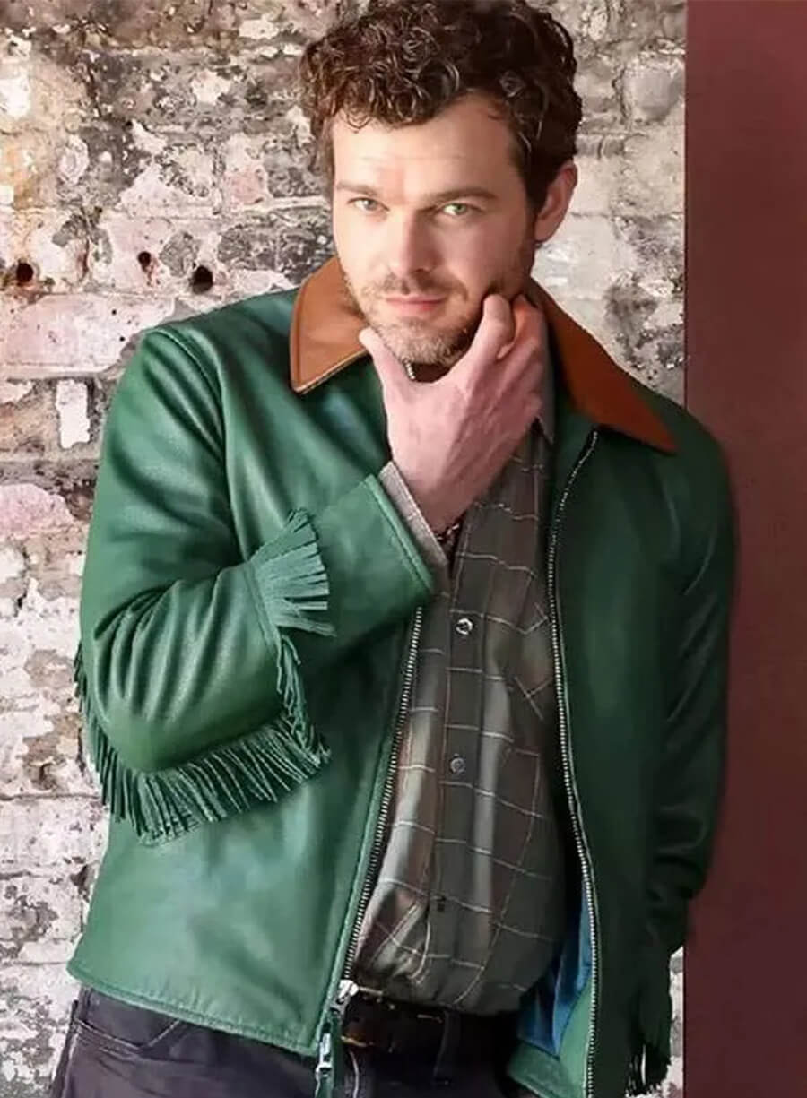 Cocaine Bear Alden Ehrenreich Eddie Green Leather Fringe Jacket