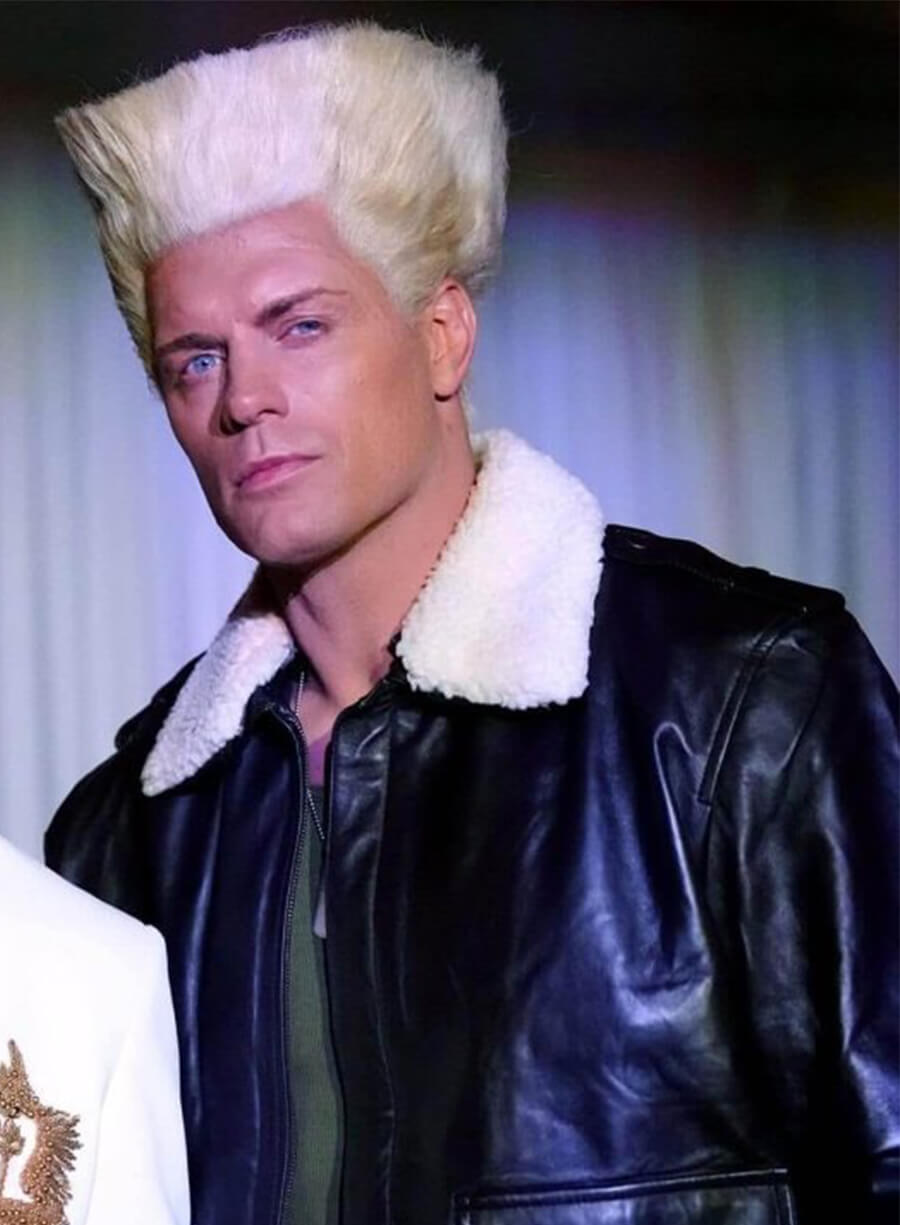 Cody Rhodes Street Fighter 2026 Guile Leather Fur Jacket