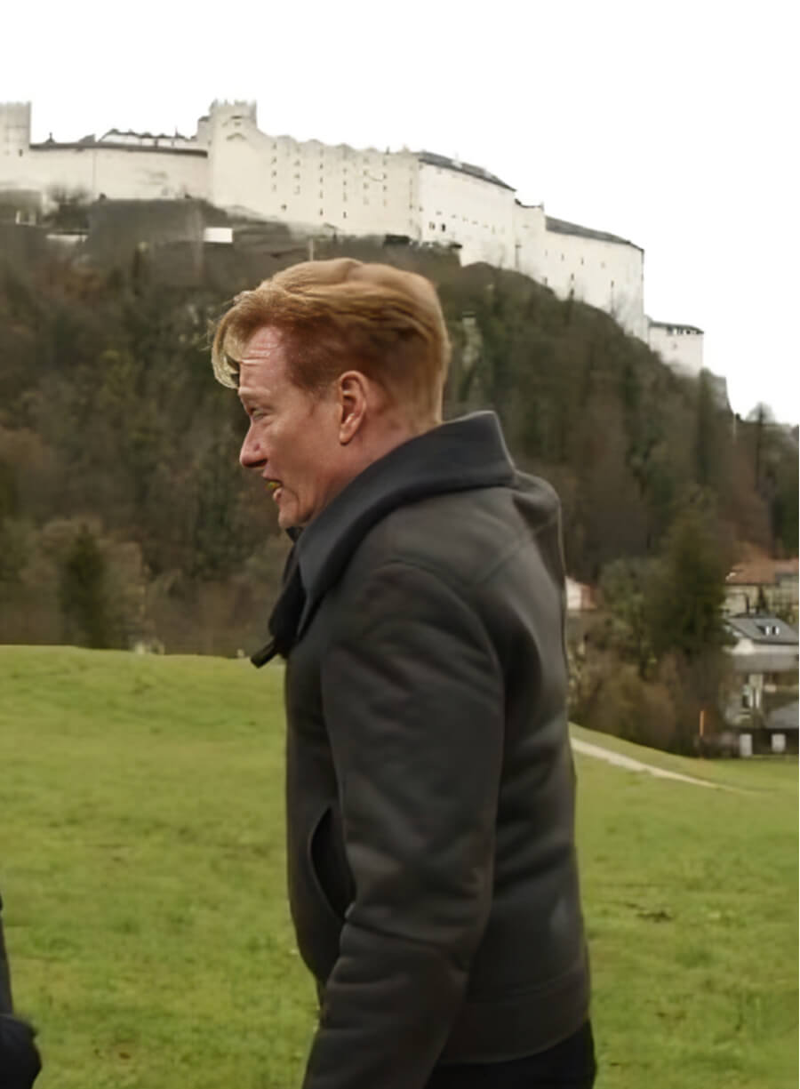 Conan O'Brien Black Fur Leather Jacket