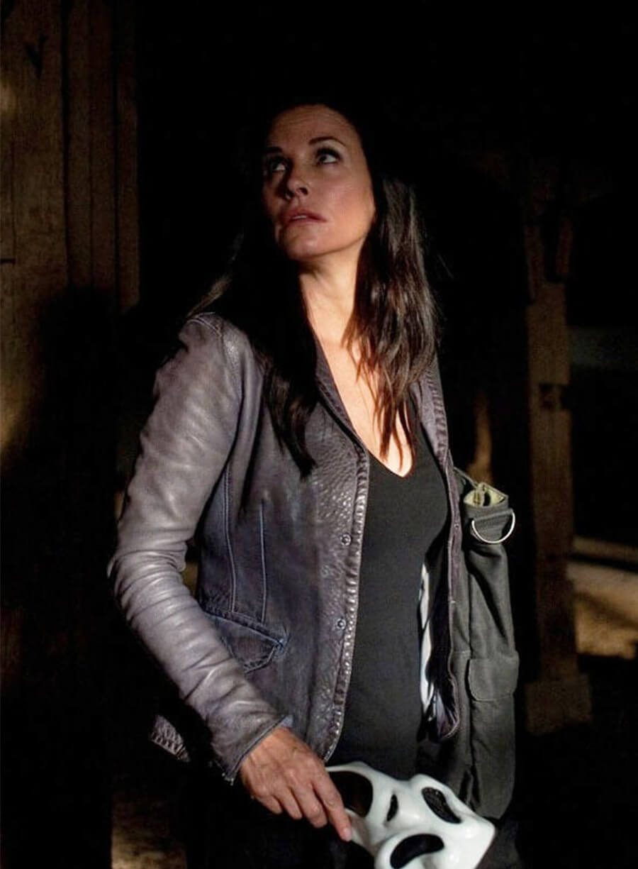Courtneey Cox Scream 4 Gale Weathers Grey Leather Jacket