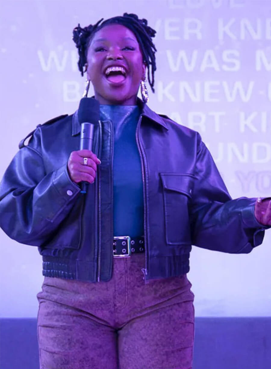 Courtney Taylor Abbott Elementary S04 Erika Leather Jacket