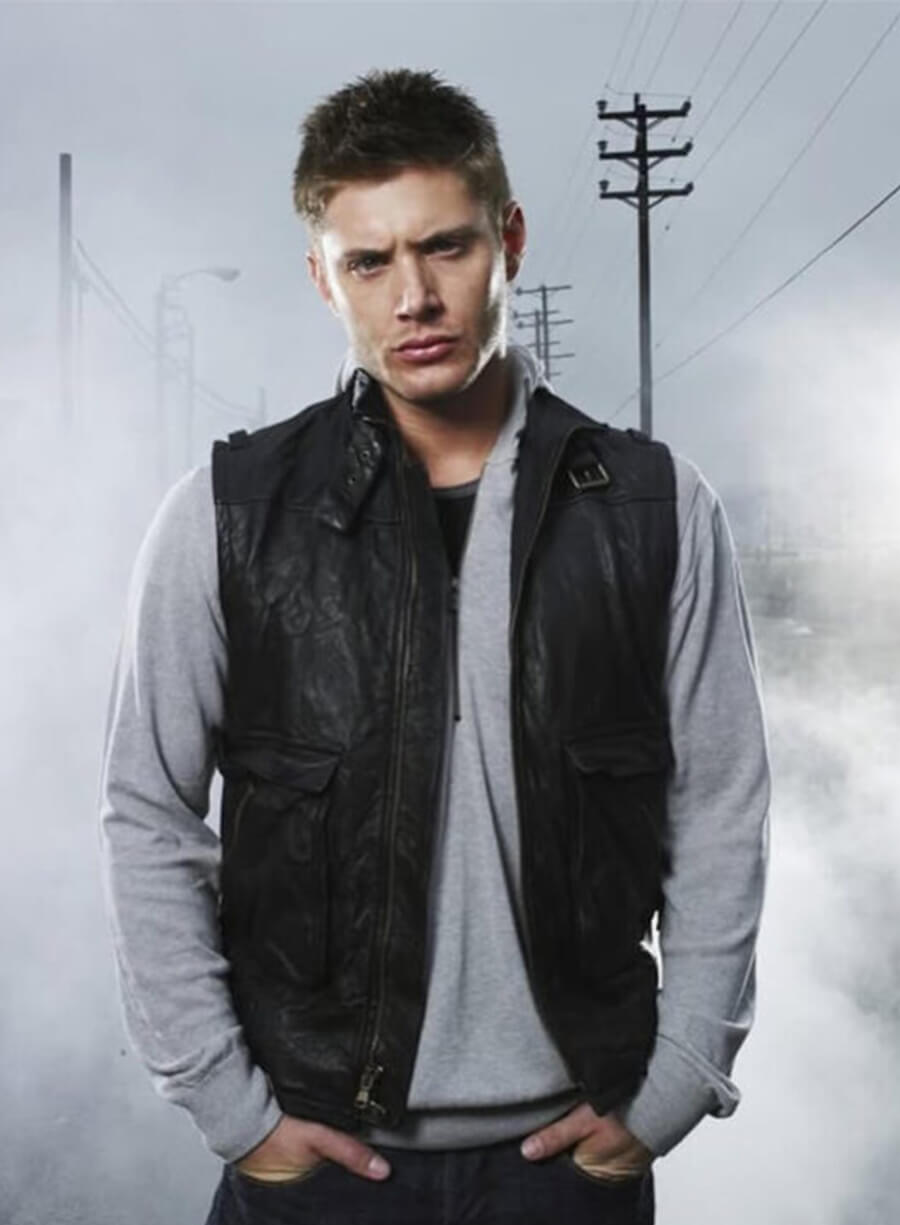Dean Winchester Supernatural Black Leather Vest