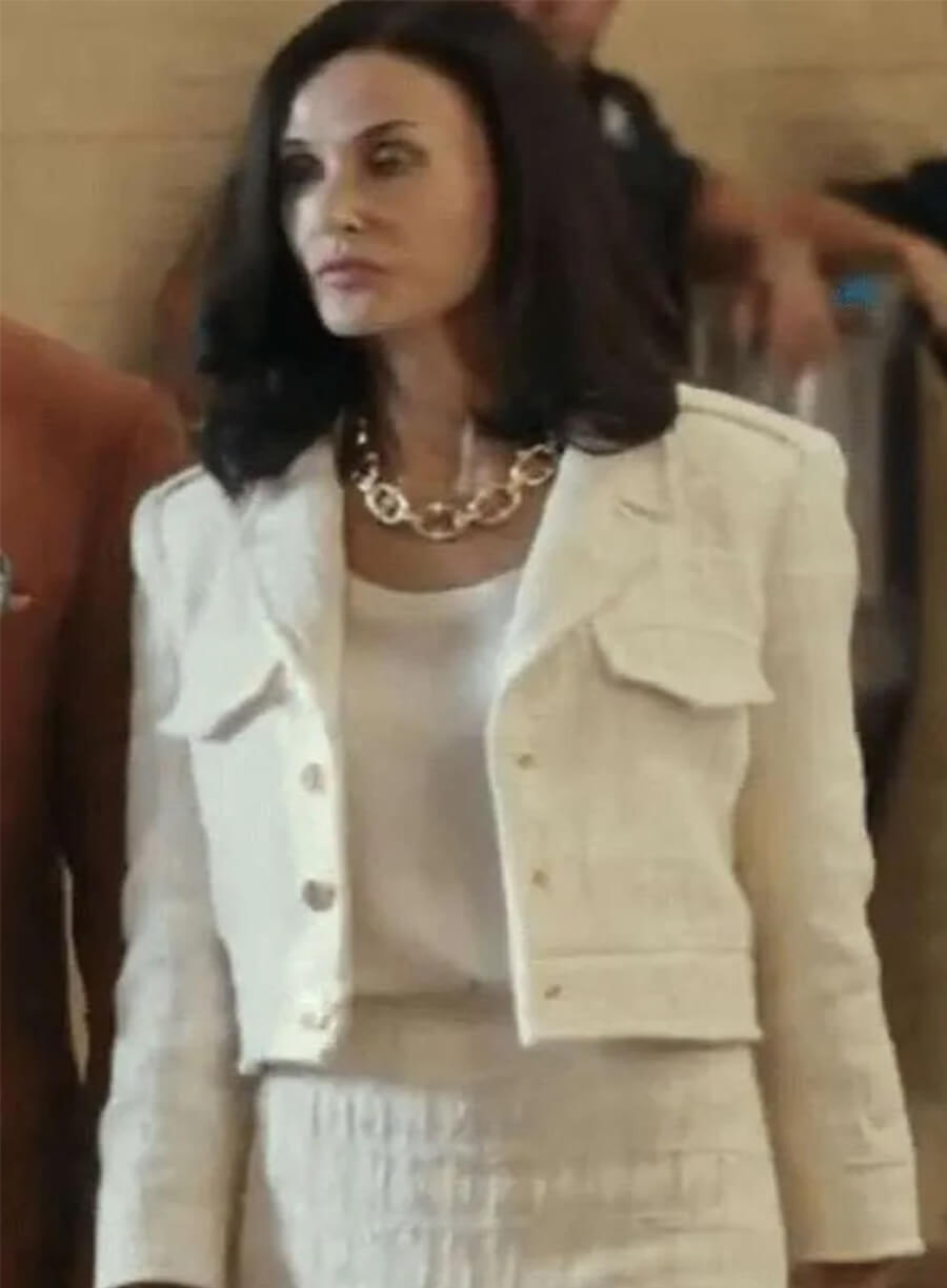 Demi Moore Landman Cami Miller White Cropped Jacket