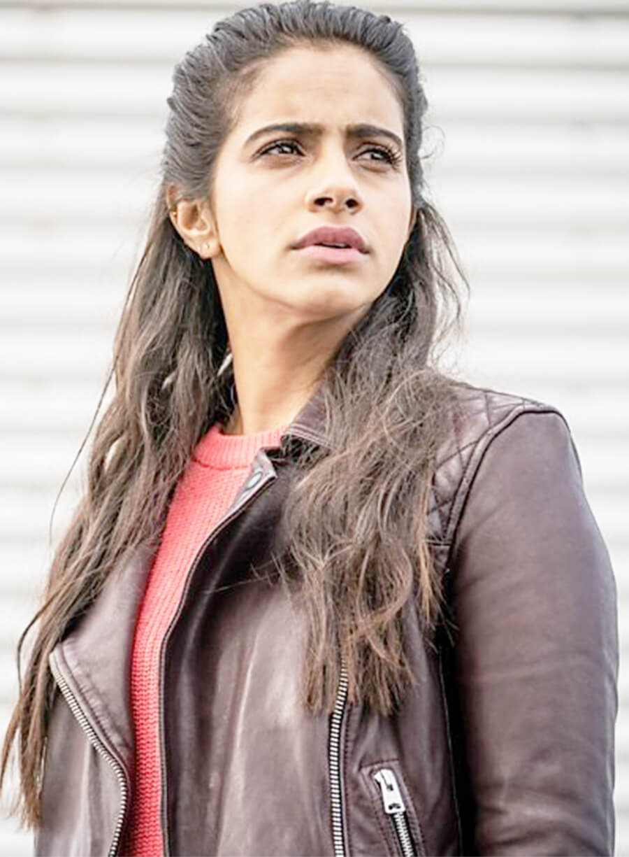 Doctor Who Mandip Gill Yasmin Khan Maroon Leather Jacket