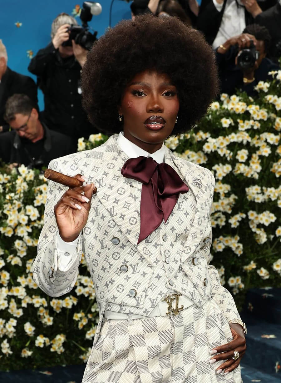 Doechii Met Gala 2025 White Printed Tail Coat