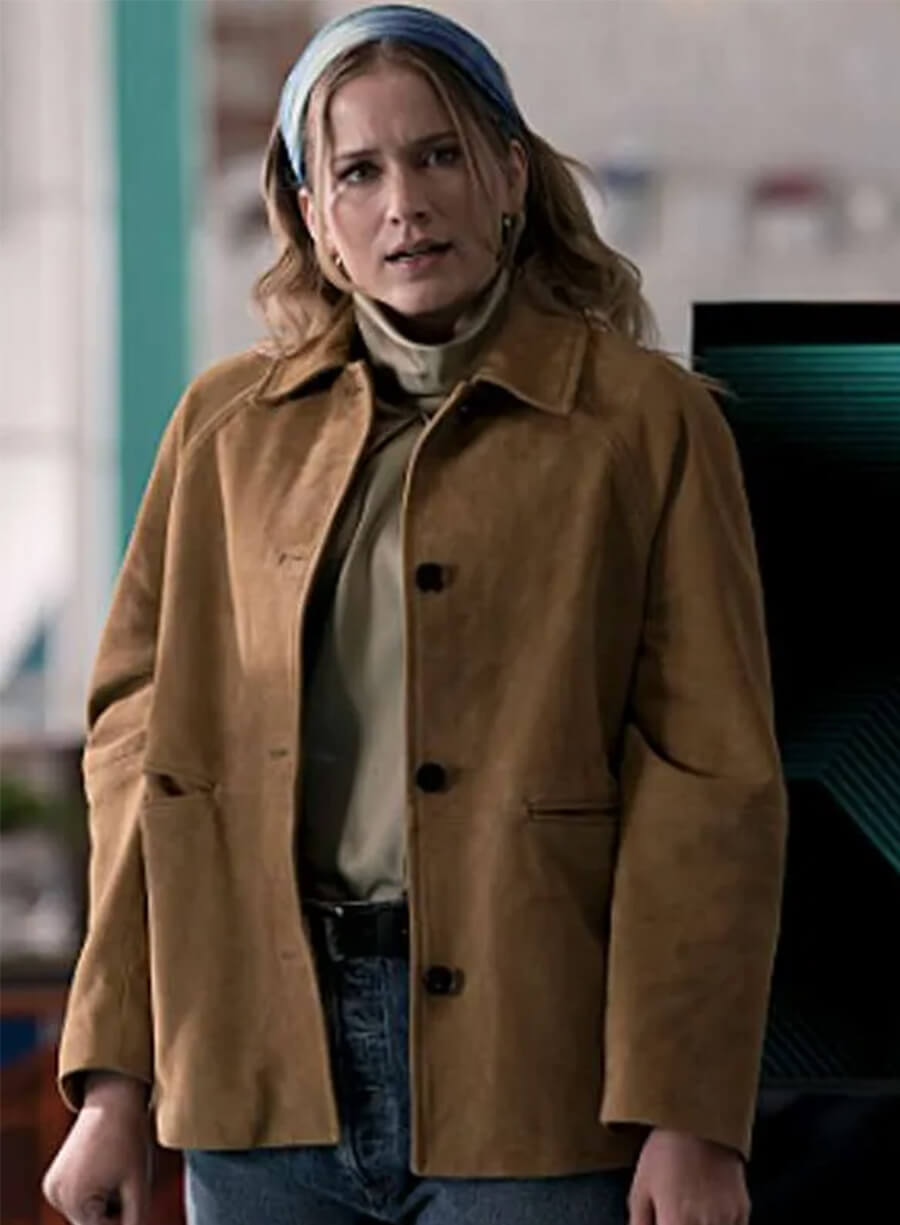 Elizabeth Lail Elsbeth Quinn Powers Brown Suede Jacket