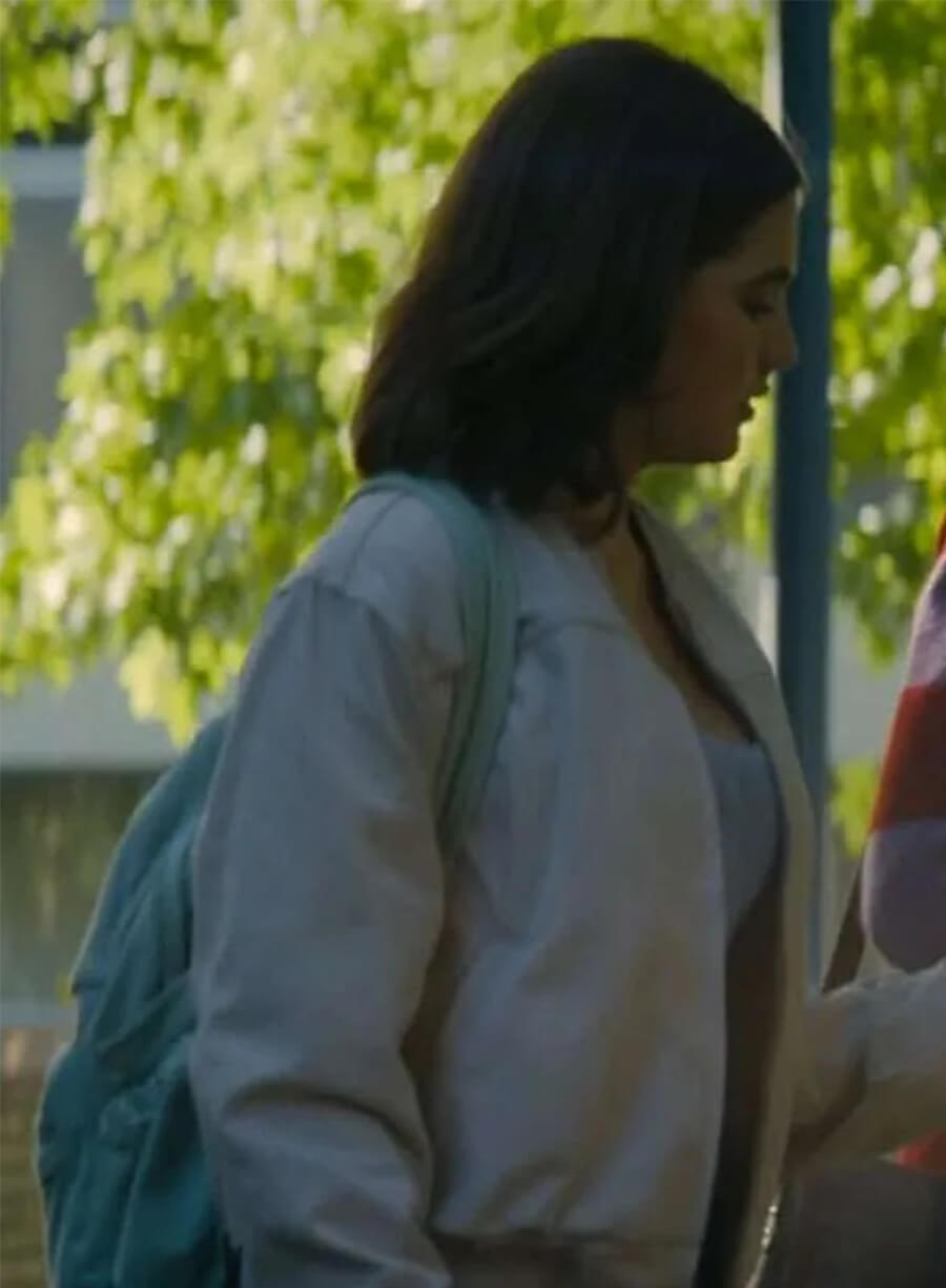 Ella Bright Off Campus 2026 Hannah Wells Beige Bomber Jacket