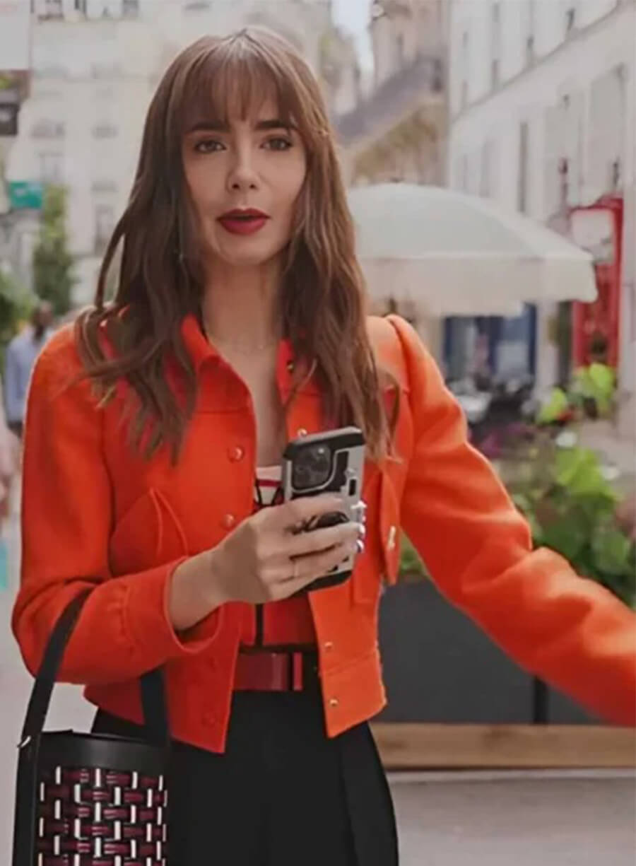Emily in Paris S03 Lily Collins Emily Orange Jacket