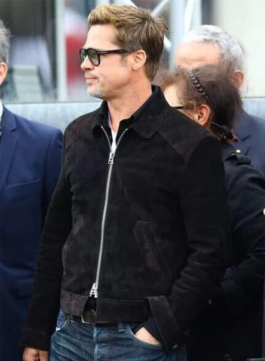 F1 2025 Movie Brad Pitt Black Suede Leather Jacket