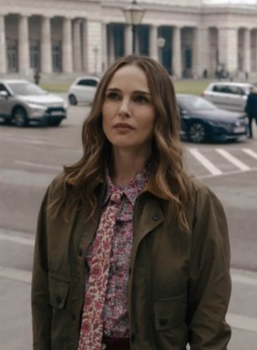 Fountain of Youth 2025 Natalie Portman Charlotte Purdue Green Jacket