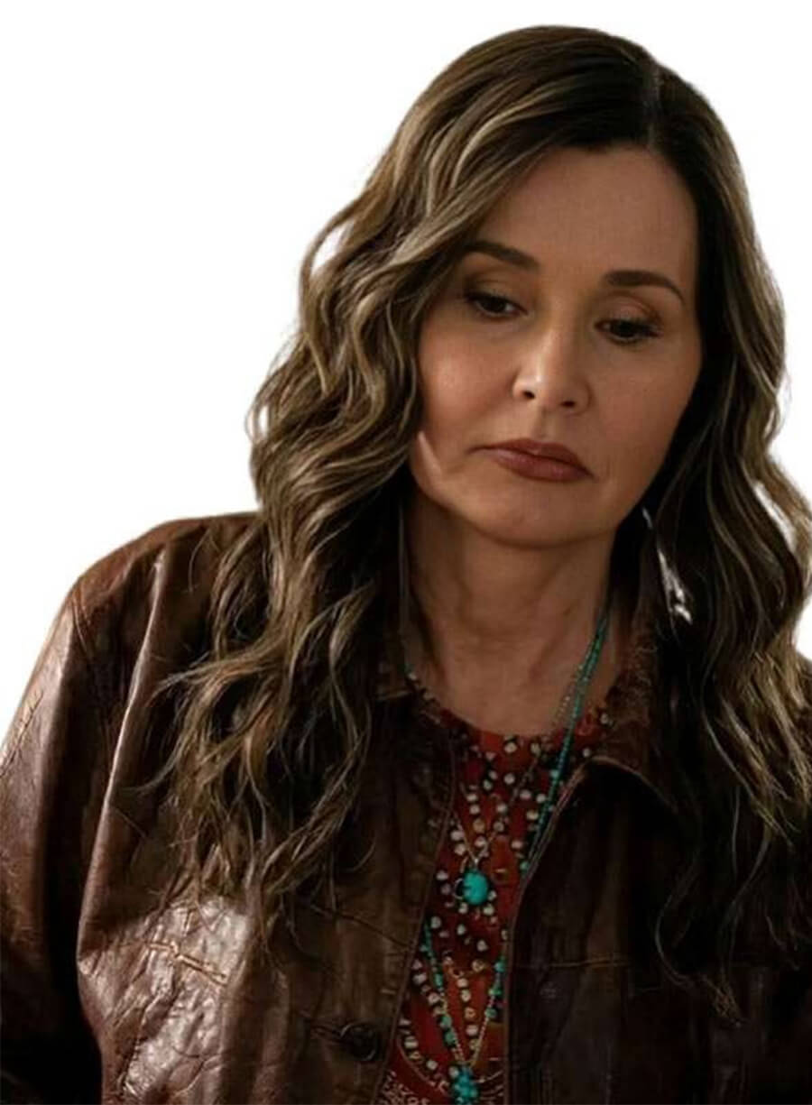 Geena Davis The Boroughs Renee Maroon Leather Jacket