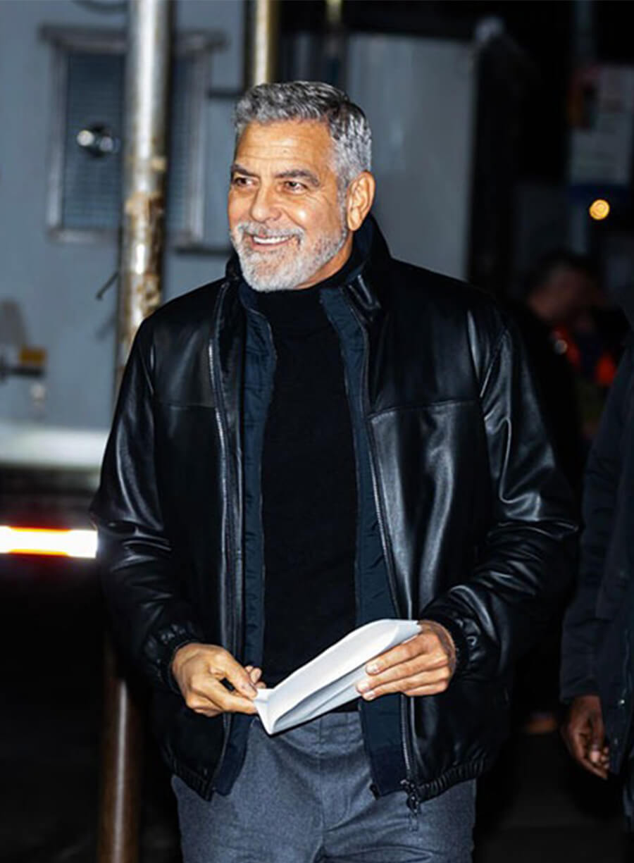 George Clooney Leather Black jacket