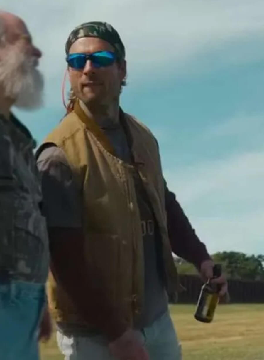 Glen Powell Hit Man Gary Johnson Brown Vest