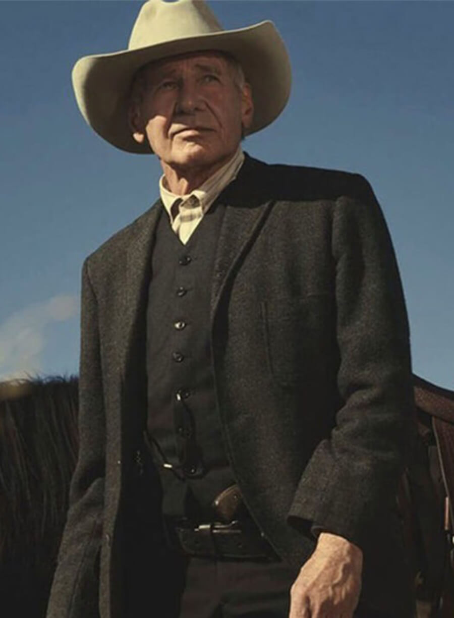 Harrison Ford 1923 Jacob Dutton Black Wool Blazer Coat