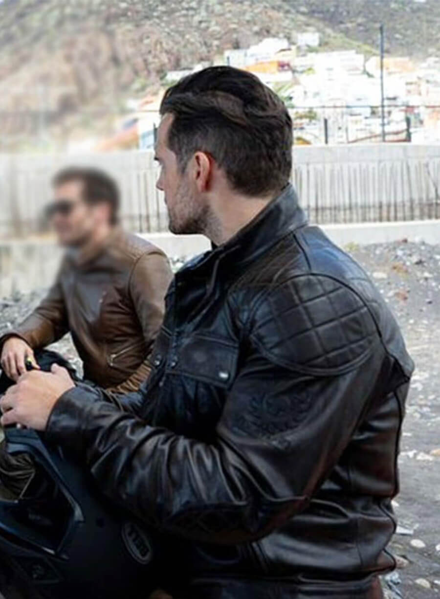 In The Grey 2026 Henry Cavill Sid Black Biker Leather Jacket