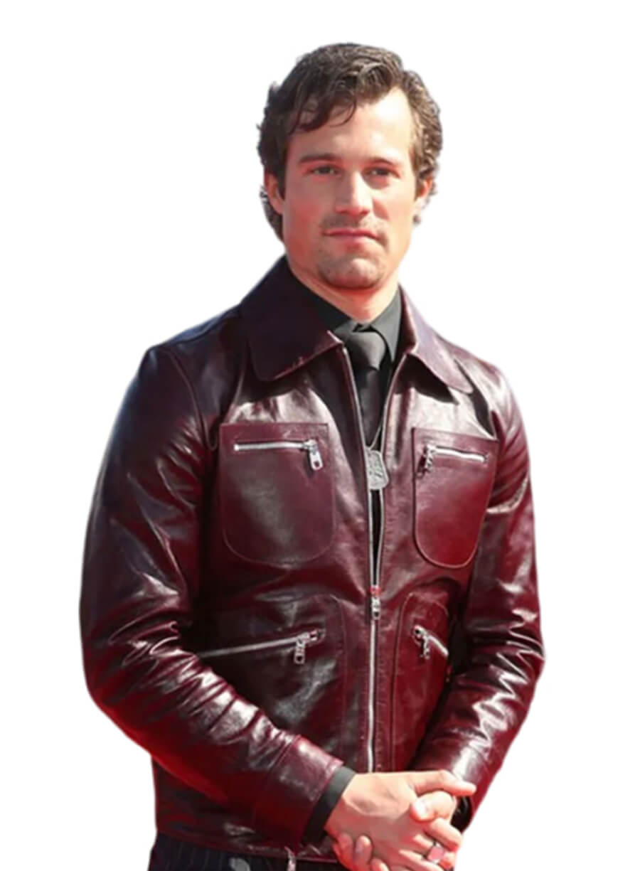 Jake Picking Top Gun Maverick Maroon Leather Jacket