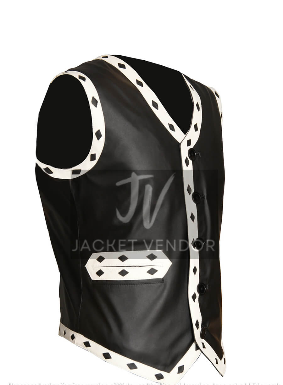 James Remar Ajax The Warriors Black White Leather Vest