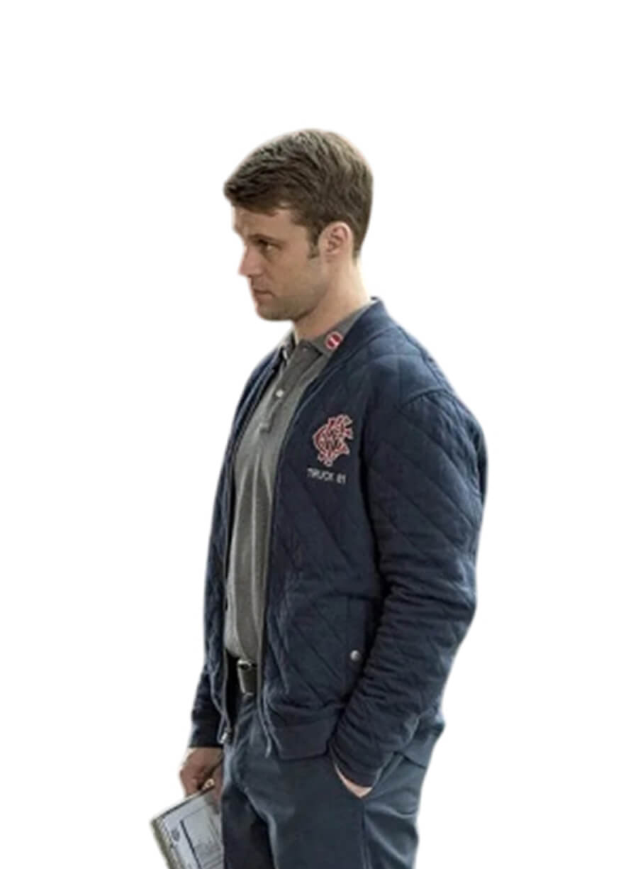 Jesse Spencer Chicago Fire Matthew Casey Blue Quilted Jacket