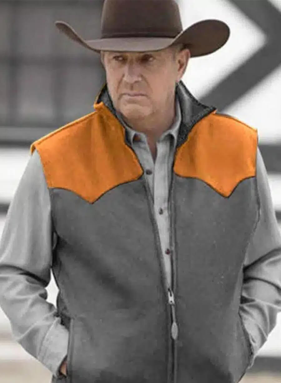 John Dutton Yellowstone Grey and Orange Vest