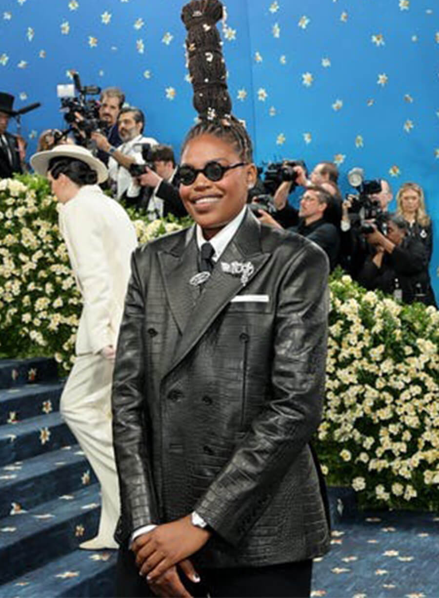 Jonquel Jones Met Gala 2025 Black Leather Blazer