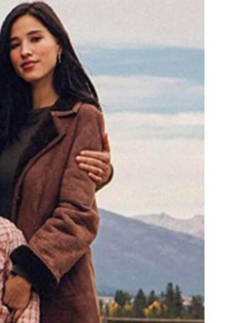 Kelsey Asbille Yellowstone Monica Dutton Brown Suede Coat