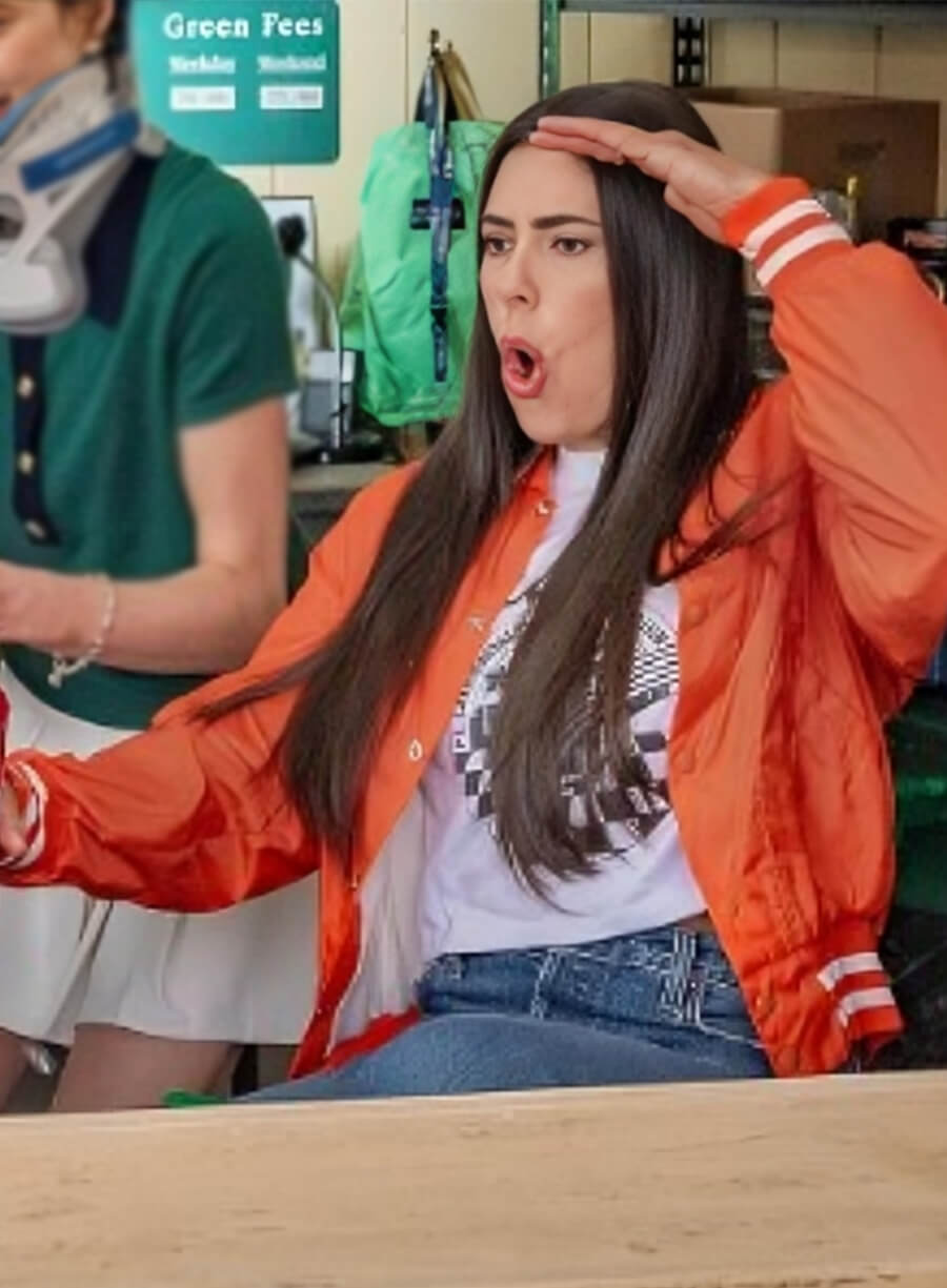 Kelsey Plum Happy Gilmore 2 Municipal Starter Orange Bomber Jacket