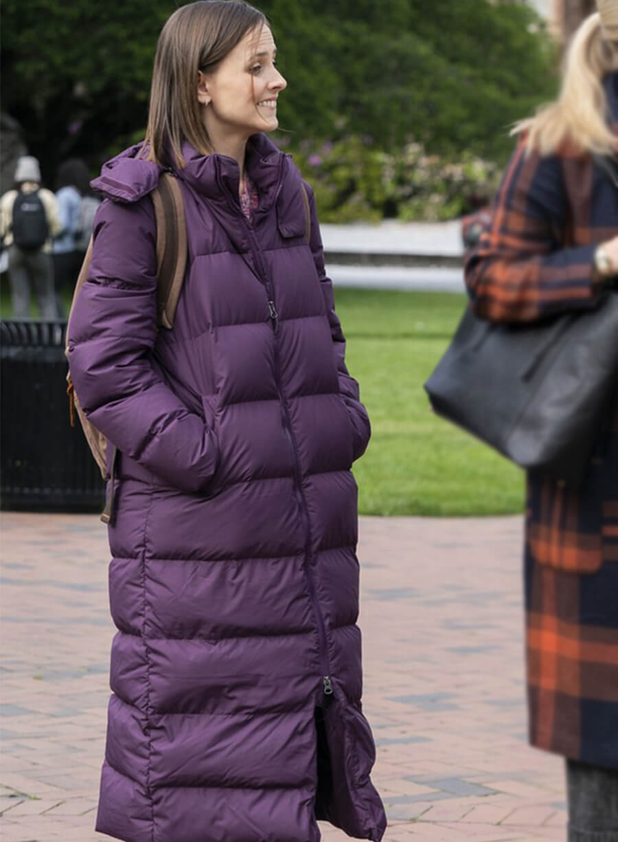 Kimberly Finkle The Sex Lives of College Girls Purple Coat