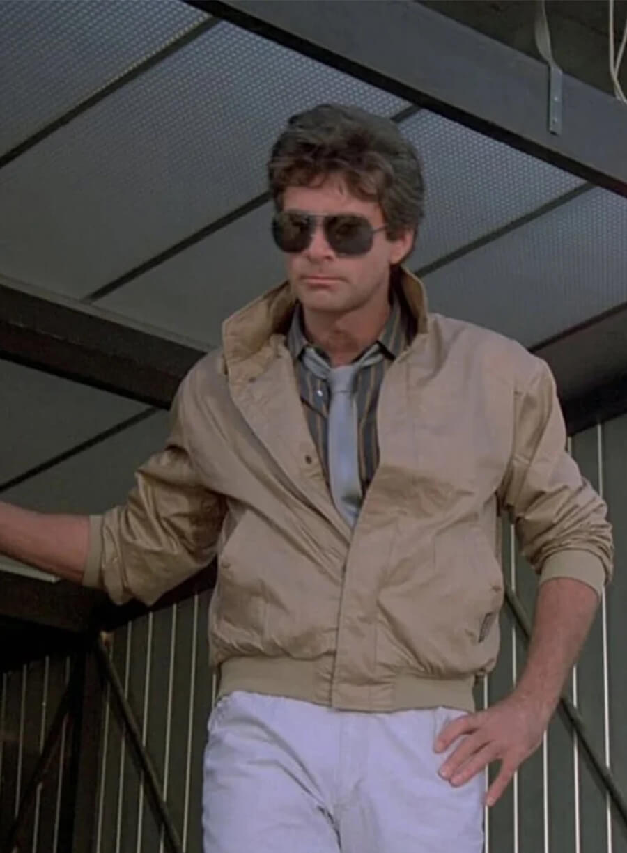 Knight Rider David Hasselhoff Beige Bomber Jacket