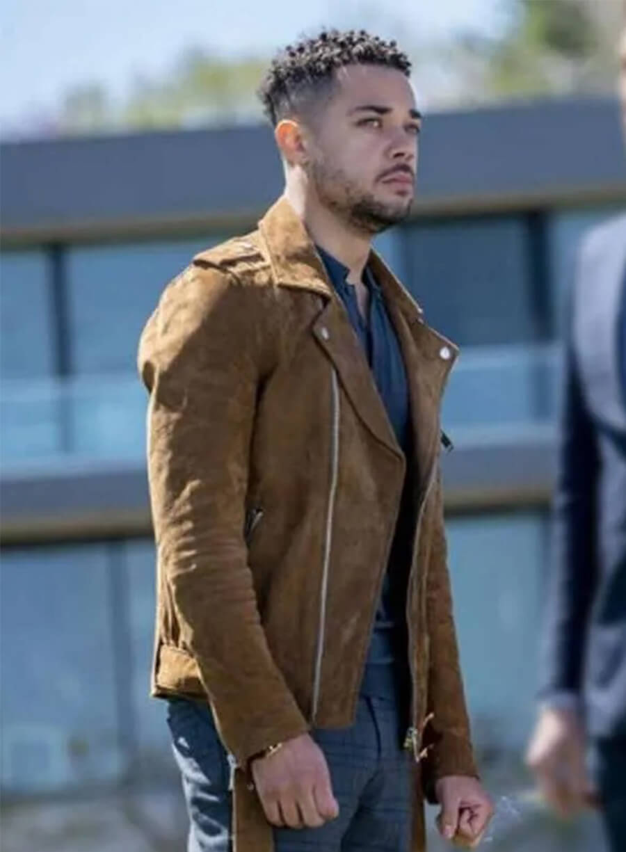 Law & Order Richie Wheatley Jr Brown Suede Biker Jacket