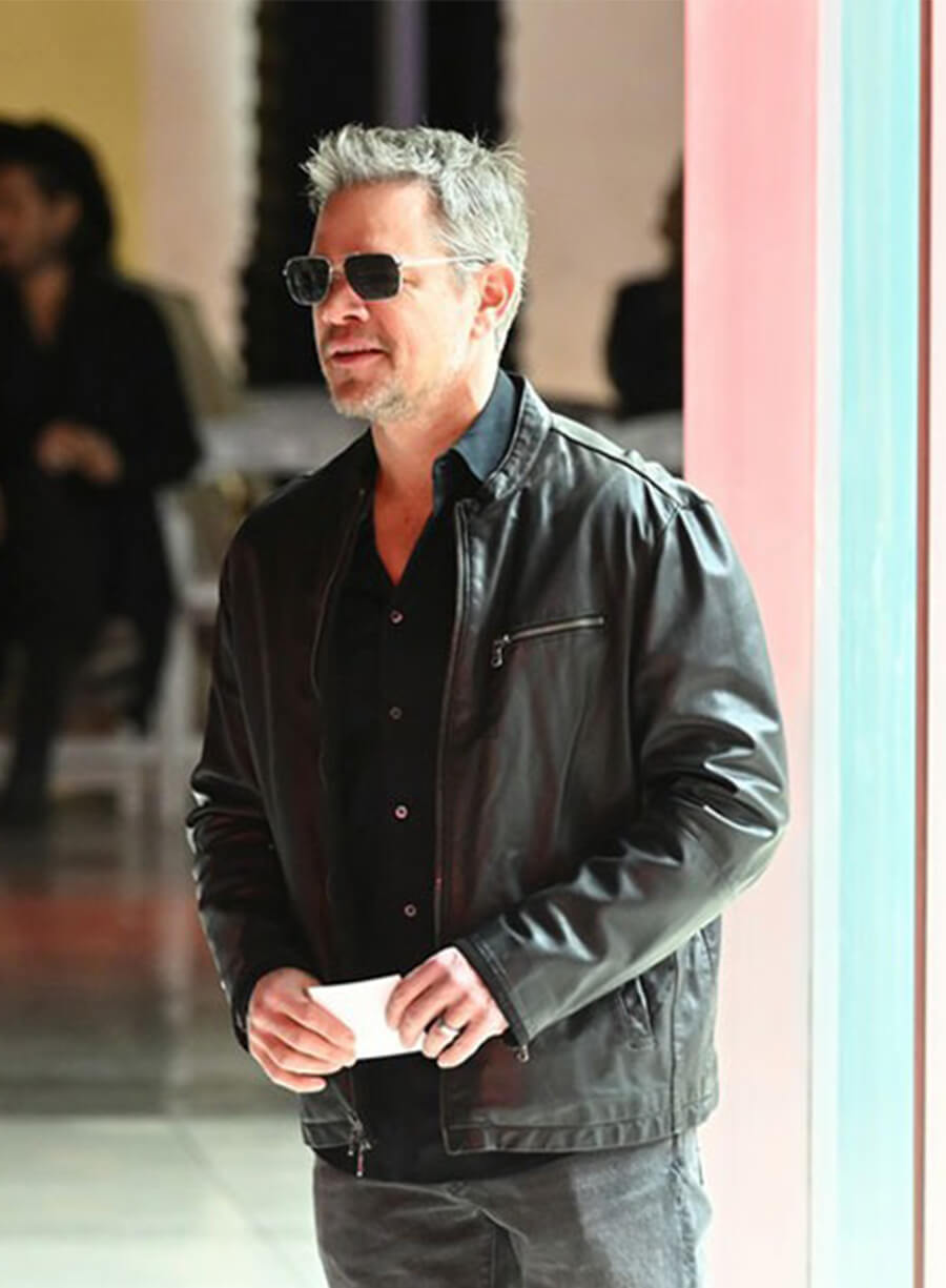 Matt Damon NYC Black Leather Jacket