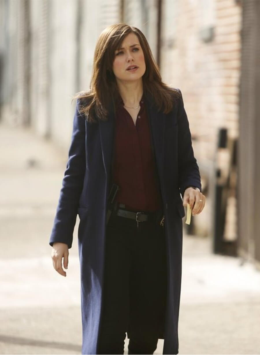 Megan Boone The Blacklist Elizabeth Keen Blue Wool Coat