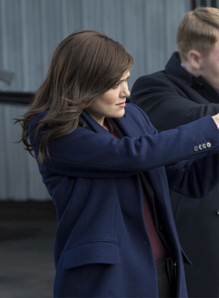 Megan Boone The Blacklist Elizabeth Keen Blue Wool Coat