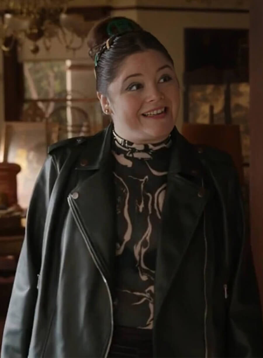 Megan Stalter Hacks Kayla Schaeffer Black Leather Jacket