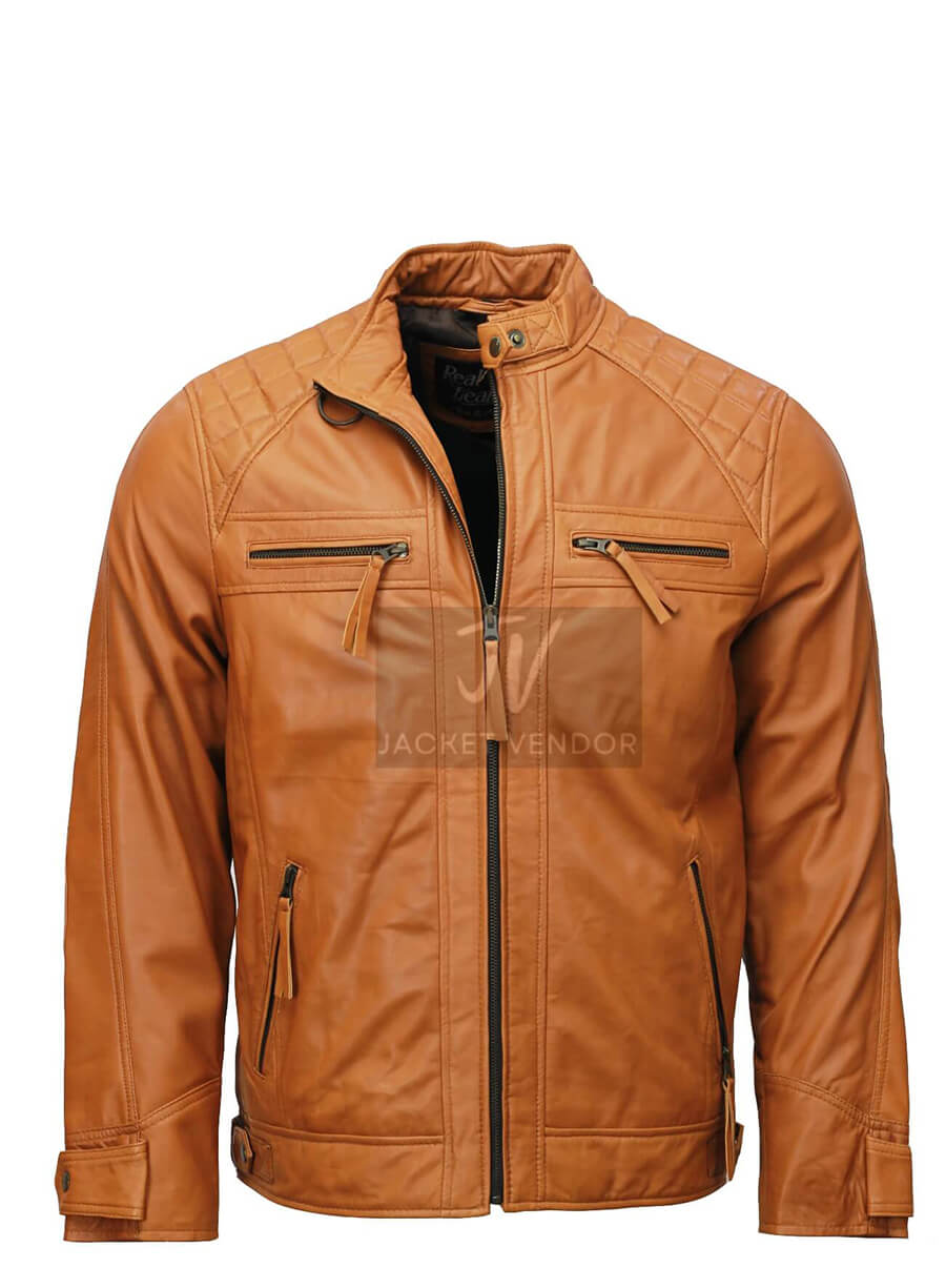 Mens Brown Biker Leather Jacket