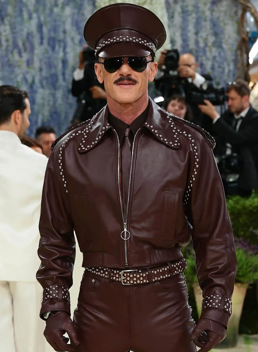 Met Gala 2026 Luke Evans Burgundy Leather Jacket